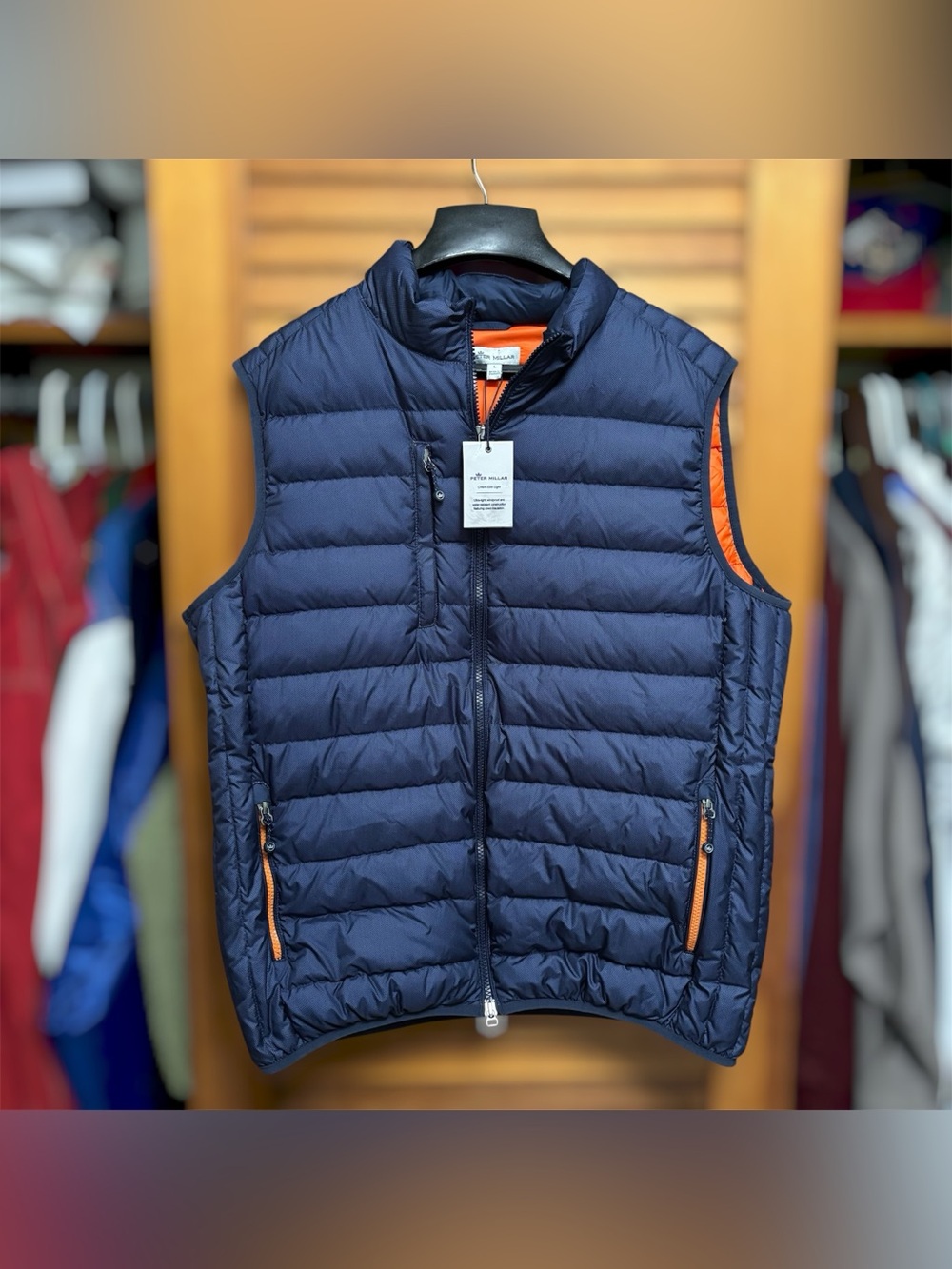 Peter Millar Crown Elite Light Down Puffer Vest Full Zip Mens Large Blue NWT